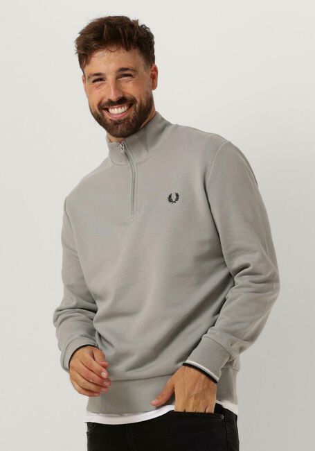 Beige FRED PERRY Sweatshirt HALF ZIP SWEATSHIRT - large