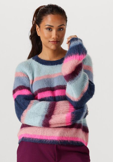 Mehrfarbige/Bunte POM AMSTERDAM Pullover PULLOVER - BRUSHED STRIPES BLUE - large