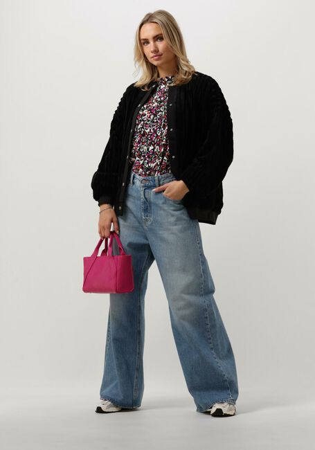 Schwarze ALIX THE LABEL Jack LADIES WOVEN RIB FUR BOMBER JACKET - large