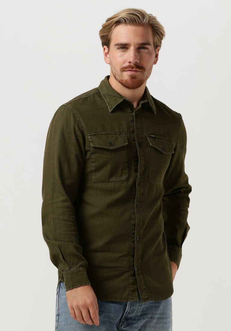 grüne g-star raw casual-oberhemd marine slim shirt l/s