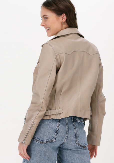 Beige GOOSECRAFT Lederjack JUPITER BIKER - large
