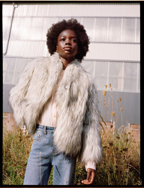 Hellgrau MOLO Fake-Fur-Jack HYACINTH - large