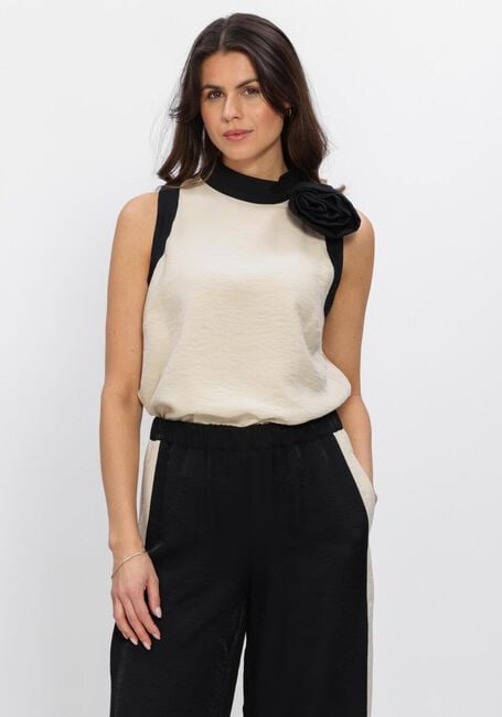 Creme JANSEN AMSTERDAM Top PAISLEY TOP CB 308 COLOR BLOCK SLEEVELESS FLOWER DETAIL - large