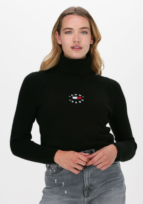 Schwarze TOMMY JEANS Rollkragenpullover TJW TINY TOMMY 2 RIB TURTLENEC - large