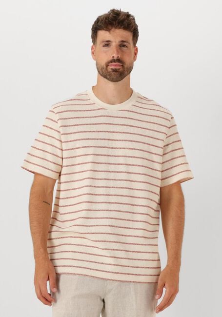 Ecru SELECTED HOMME T-shirt SLHDJANGO STRIPE SS O-NECK TEE - large