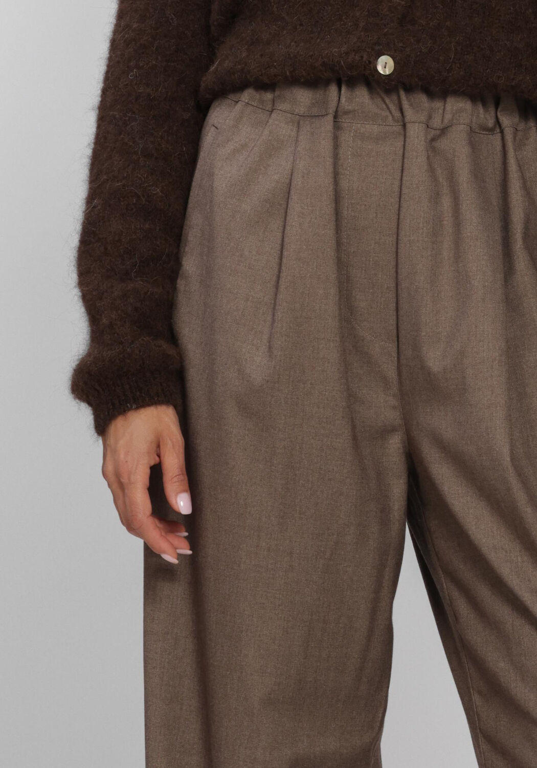 Taupe BY-BAR Weite Hose BENJI MELANGE PANTS - large
