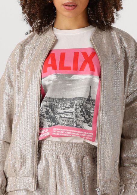 Silberne ALIX THE LABEL Jack LADIES WOVEN FOIL JACKET - large