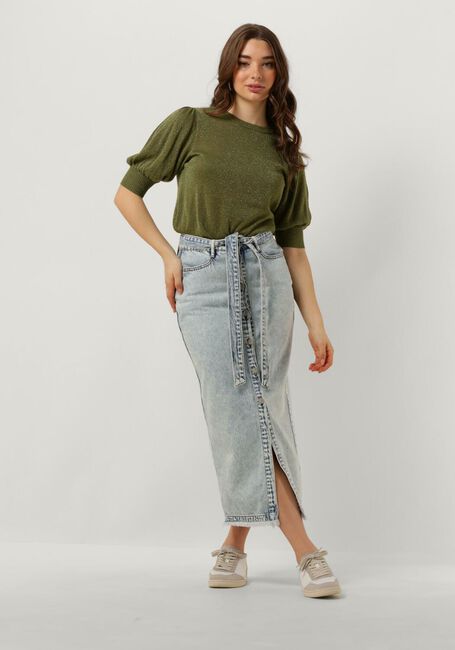 Grüne MINUS T-shirt LIVA PUFF SLEEVE METALLIC KNIT PULLOVER - large