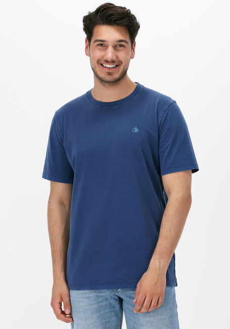 Dunkelblau SCOTCH & SODA T-shirt GARMENT-DYED CREWNECK TEE WITH EMBROIDERY LOGO - large