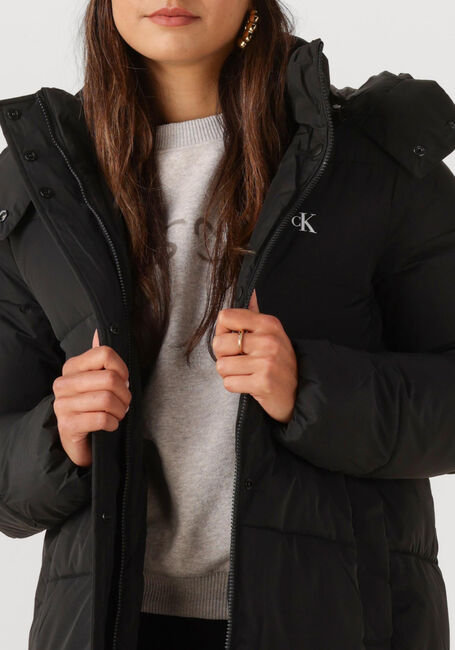 Schwarze CALVIN KLEIN Wattierte Jack MONOLOGO NON-DOWN LONG PUFFER - large