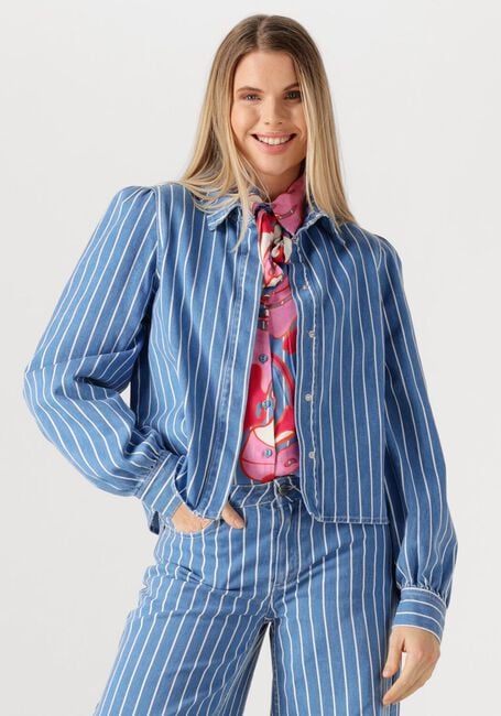 Blaue POM AMSTERDAM Blusen BLOUSE DENIM STRIPES BLUE - large