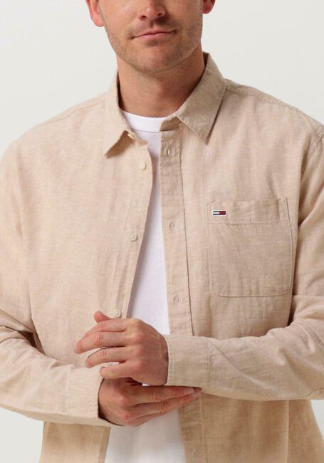 Beige TOMMY JEANS Casual-Oberhemd TJM REG LINEN BLEND SHIRT - large