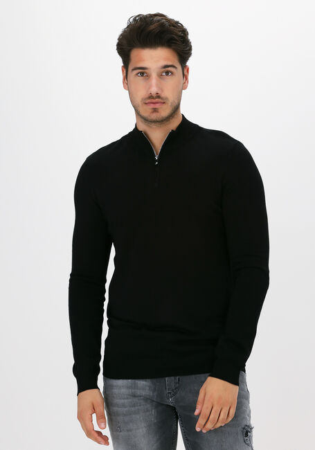 Schwarze PUREWHITE Pullover ESSENTIAL KNIT HALF ZIP LS - large
