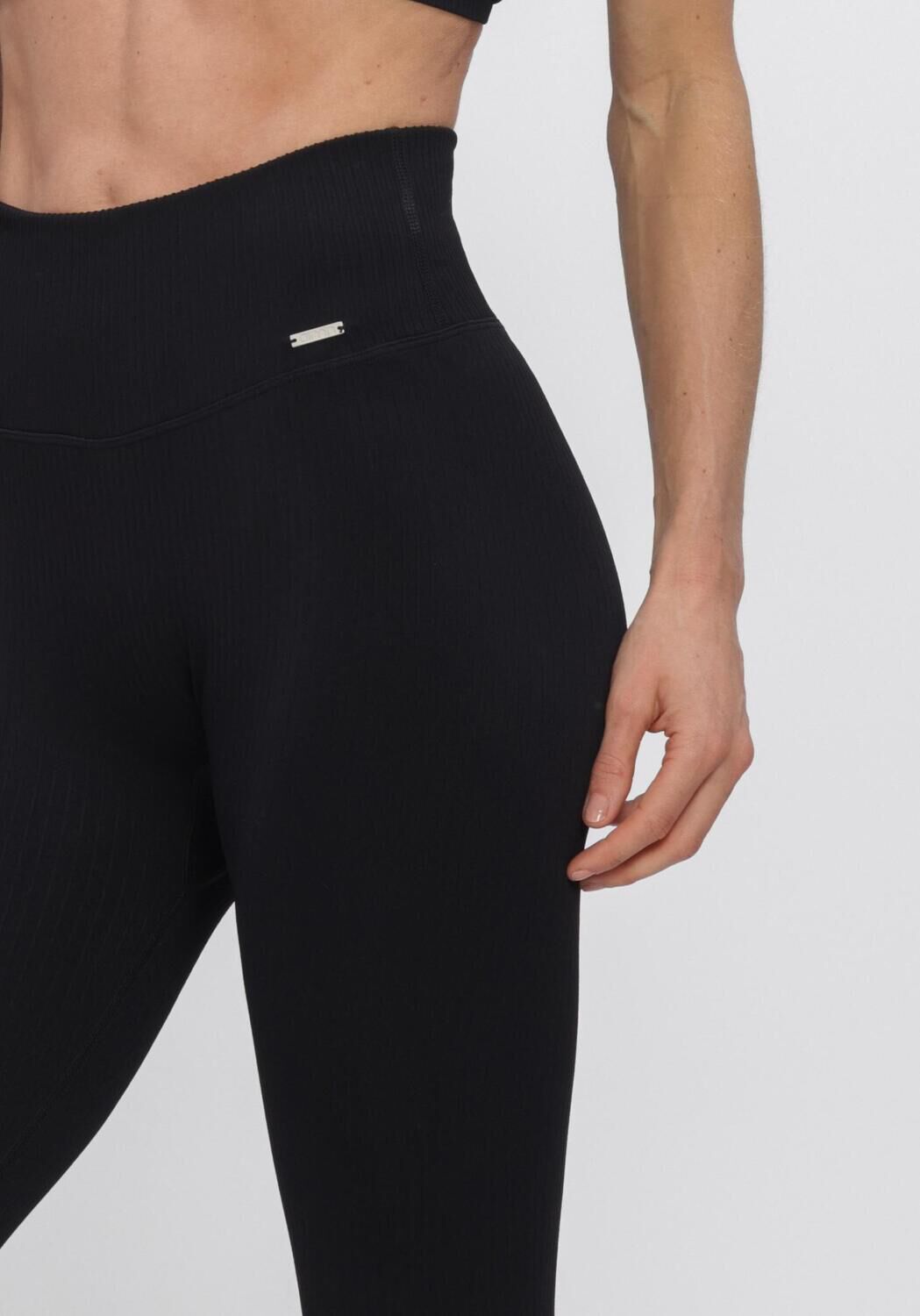 Schwarze AIM'N Hosen RIBBED SEAMLESS TIGHTS - large