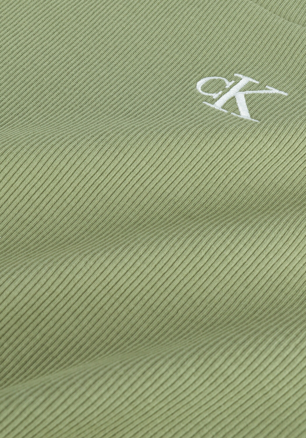 Olive CALVIN KLEIN T-shirt CK RIB CROPPED SLIM TEE - large