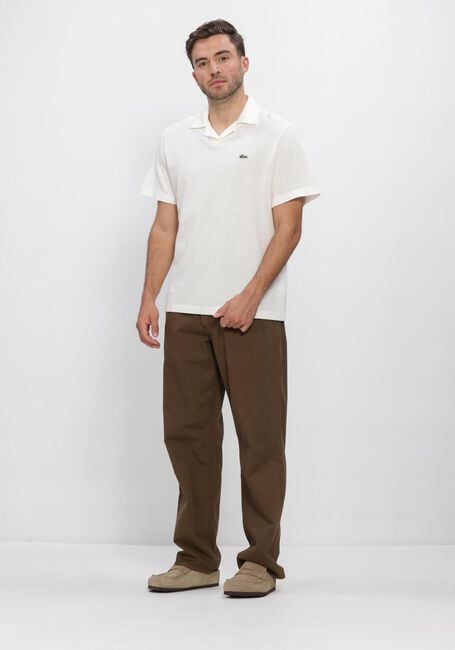 Ecru LACOSTE Polo-Shirt CLASSIC FIT OPEN NECK COTTON LINEN BLEND POLO - large