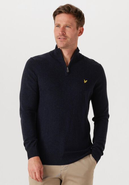 Dunkelblau LYLE & SCOTT Pullover LAMBSWOOL BLEND QUARTER ZIP JUMPER - large