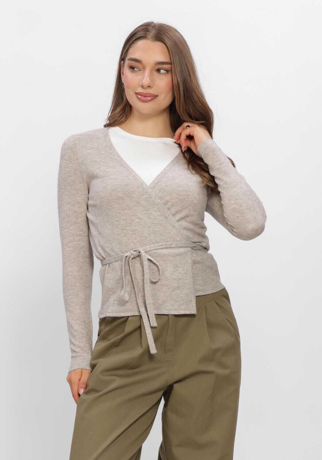 Beige BOII STUDIOS Top MOSA WRAP KNIT - large