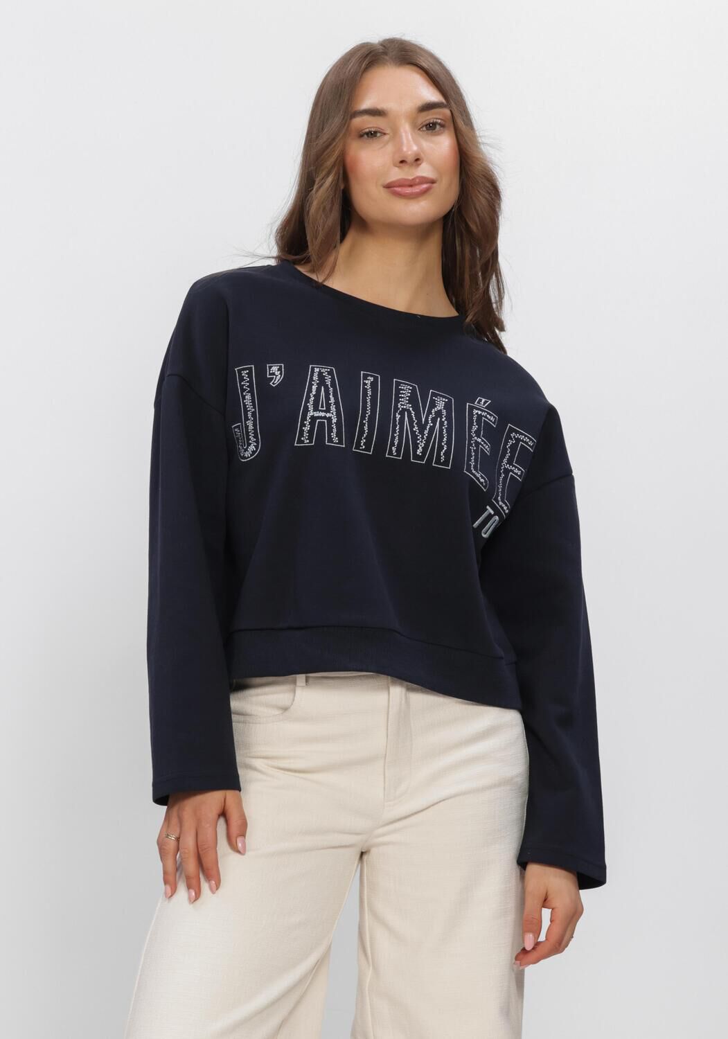Blaue AIMEE THE LABEL Sweatshirt ELANSS6 SWEATER WITH EMBROIDERY - large