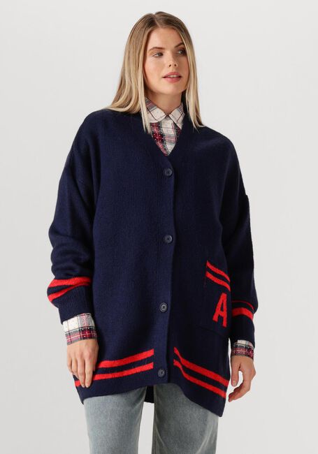 Dunkelblau ALIX THE LABEL Strickjacke LADIES KNITTED FLUFFY KNIT CARDIGAN - large