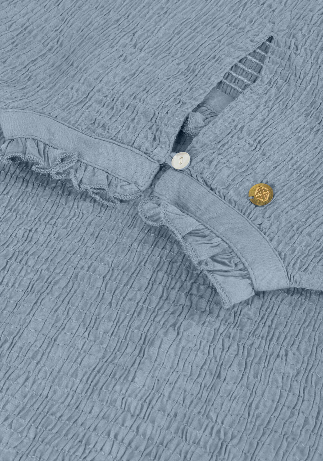 Hellblau ANTIK BATIK Top ANGELIE SMOCK BLOUSE - large