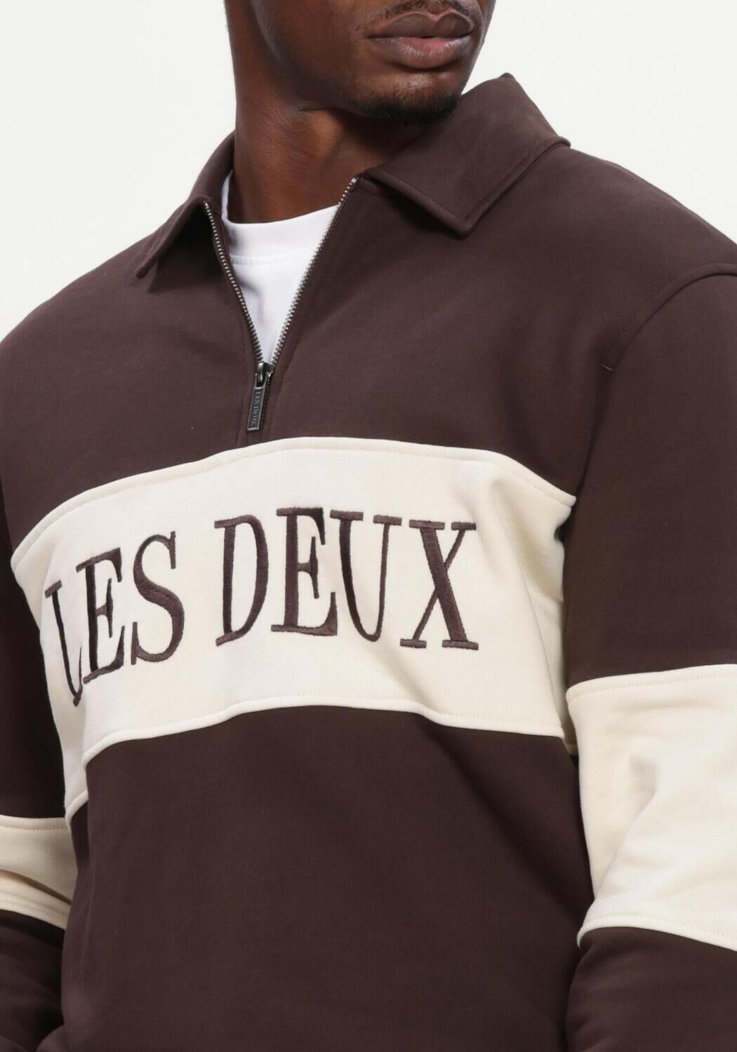 Braune LES DEUX Sweatshirt ZIPPER RUGBY SWEATSHIRT - large