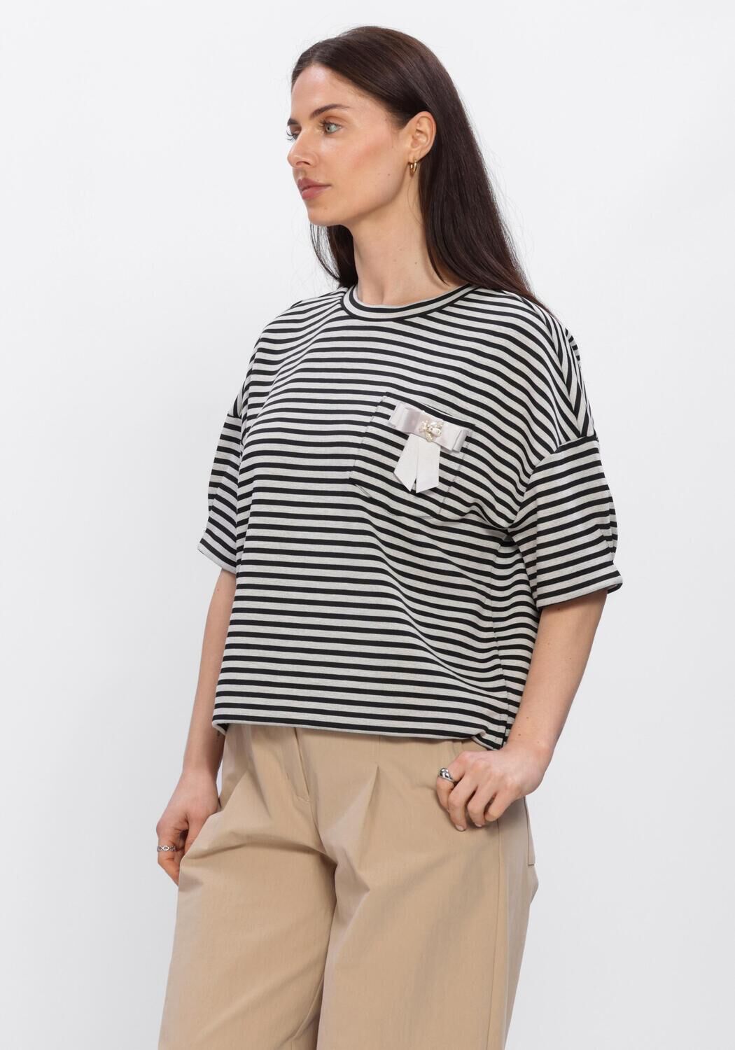 Schwarze SUMMUM T-shirt TOP STRIPED SCUBA - large
