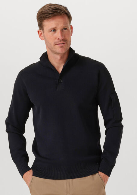 Schwarze GENTI Pullover TURTLE 3 BUTTON LS - large