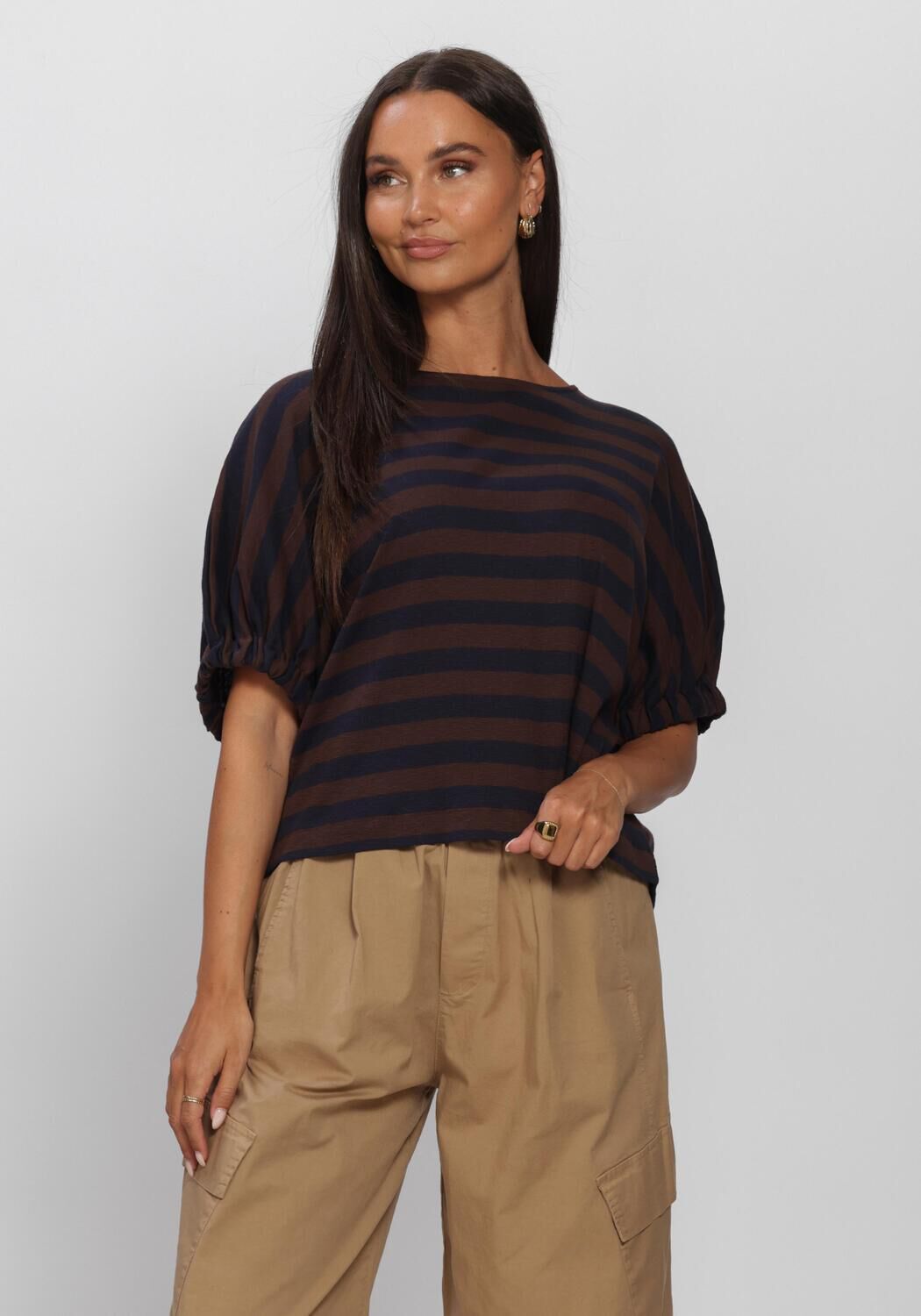 Braune BY-BAR Top MERLE BIG STRIPE TOP - large