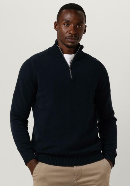 Dunkelblau SELECTED HOMME Pullover SLHREG DAN WOOL-MIX ZIP HIGH NECK OW - large