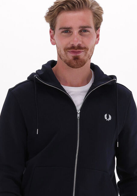 Dunkelblau FRED PERRY Strickjacke HOODED ZIP THROUGH SWEATSHIRT - large