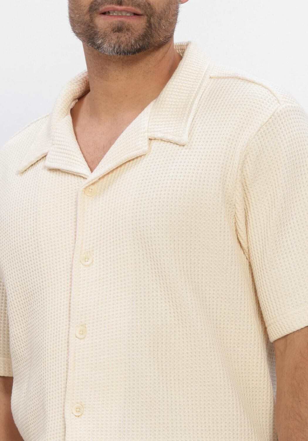 Beige SHIWI Casual-Oberhemd DEAN WAFFLE STRUCTURE SHORTSLEEVE - large