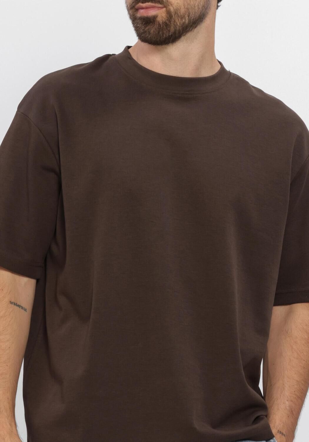 Braune SELECTED MEN T-shirt SLHLOOSEOSCAR SS O-NECK TEE NOOS - large
