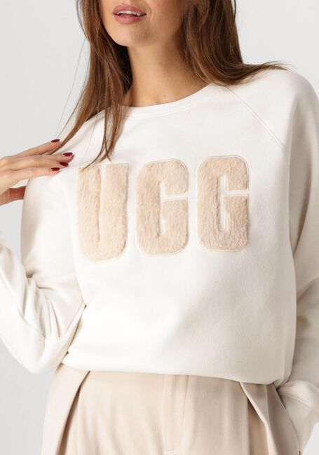 Sand UGG Sweatshirt MADELINE FUZZY LOGO CREWNECK - large