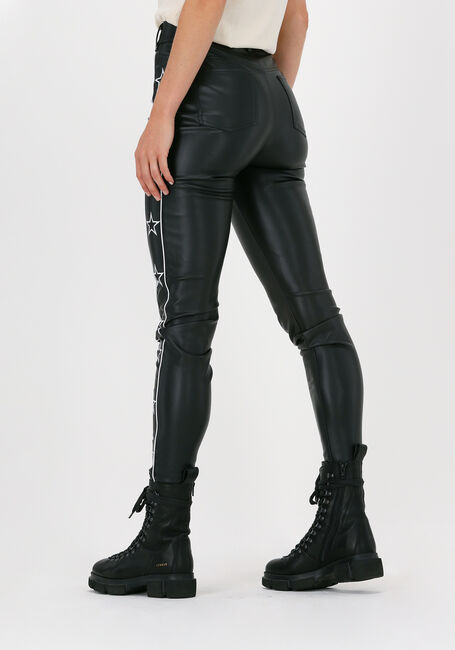 Schwarze COLOURFUL REBEL Hose CHLOE FAKE LEATHER STAR PANTS - large