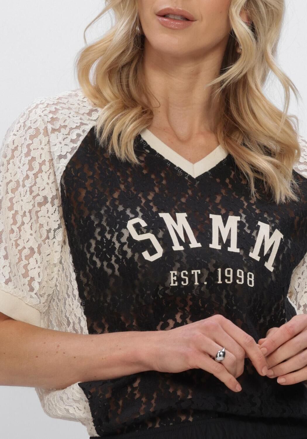 Schwarze SUMMUM T-shirt TOP SPORTY LACE - large