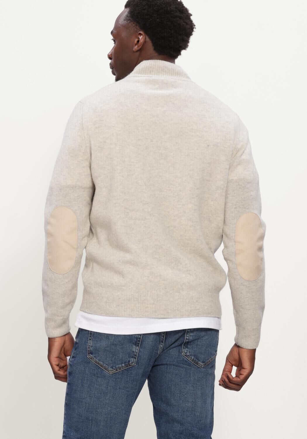 Beige BARBOUR Pullover ESSENTIAL PATCH HALF ZIP KNITTED JUMPER - large