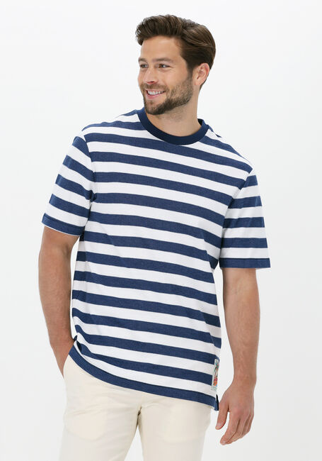 Blaue SCOTCH & SODA T-shirt STRUCTURE STRIPED CREWNECK JERSEY T-SHIRT IN ORGANIC COTTON - large