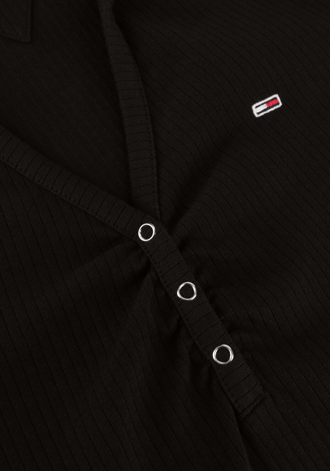 Schwarze TOMMY JEANS Minikleid LS POLO DRESS - large