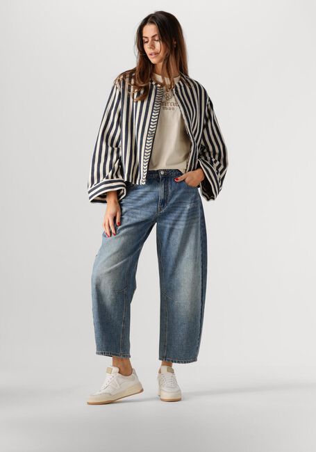 Blaue SUMMUM Jack SHORT ROUND NECK STRIPE JACKET - large