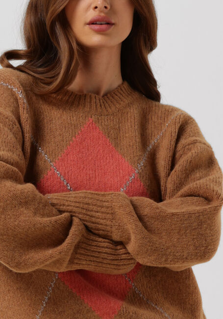 Camelfarbene MOS MOSH Pullover ZOOM DIAMOND KNIT - large