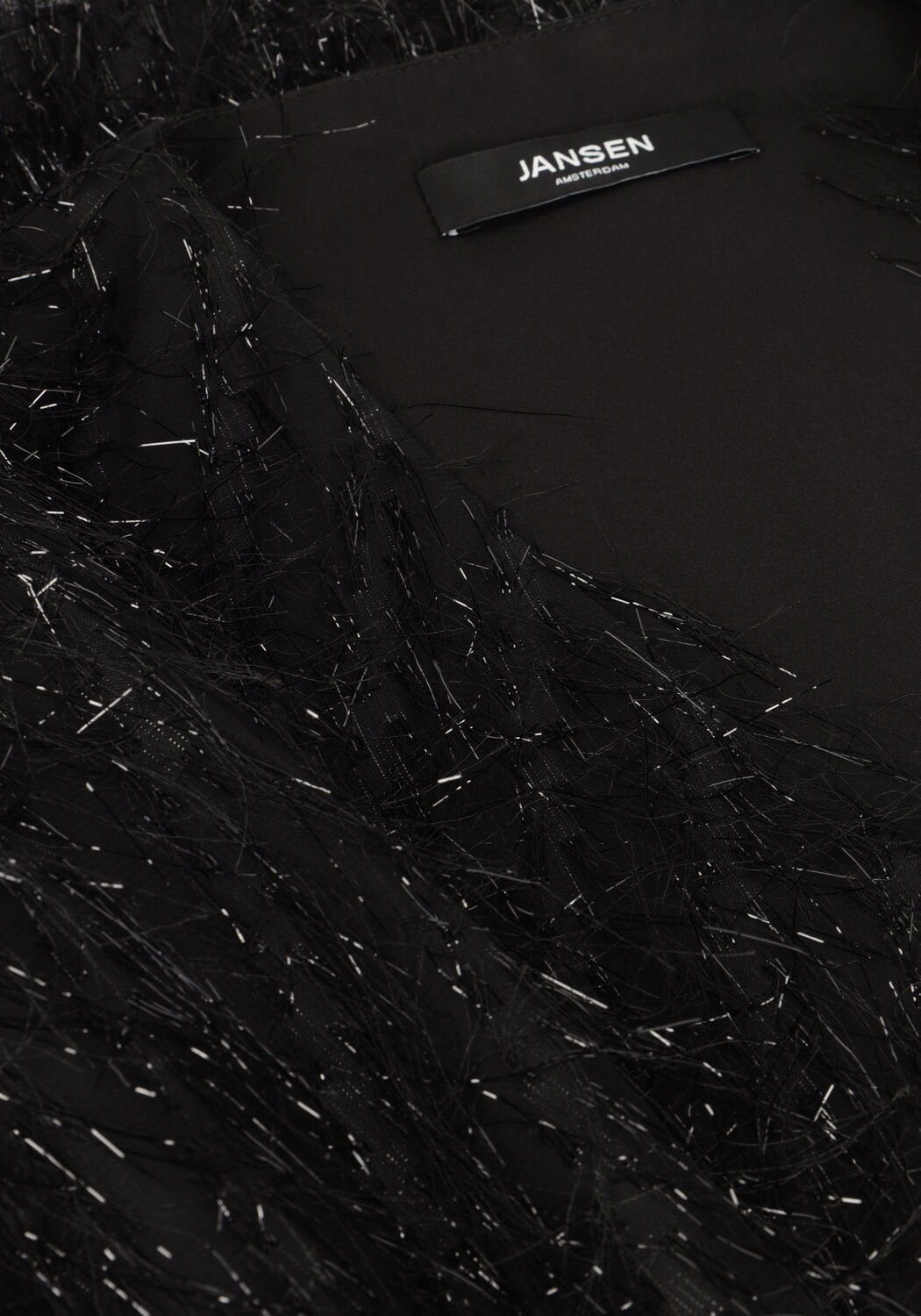 Schwarze JANSEN AMSTERDAM Blusen FF178 PUFFED 3/4 SLEEVE TOP - large