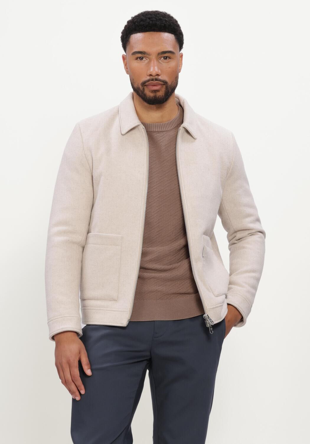 Beige CAST IRON Jack SHORT JACKET TWOOL SMART JACKET - large