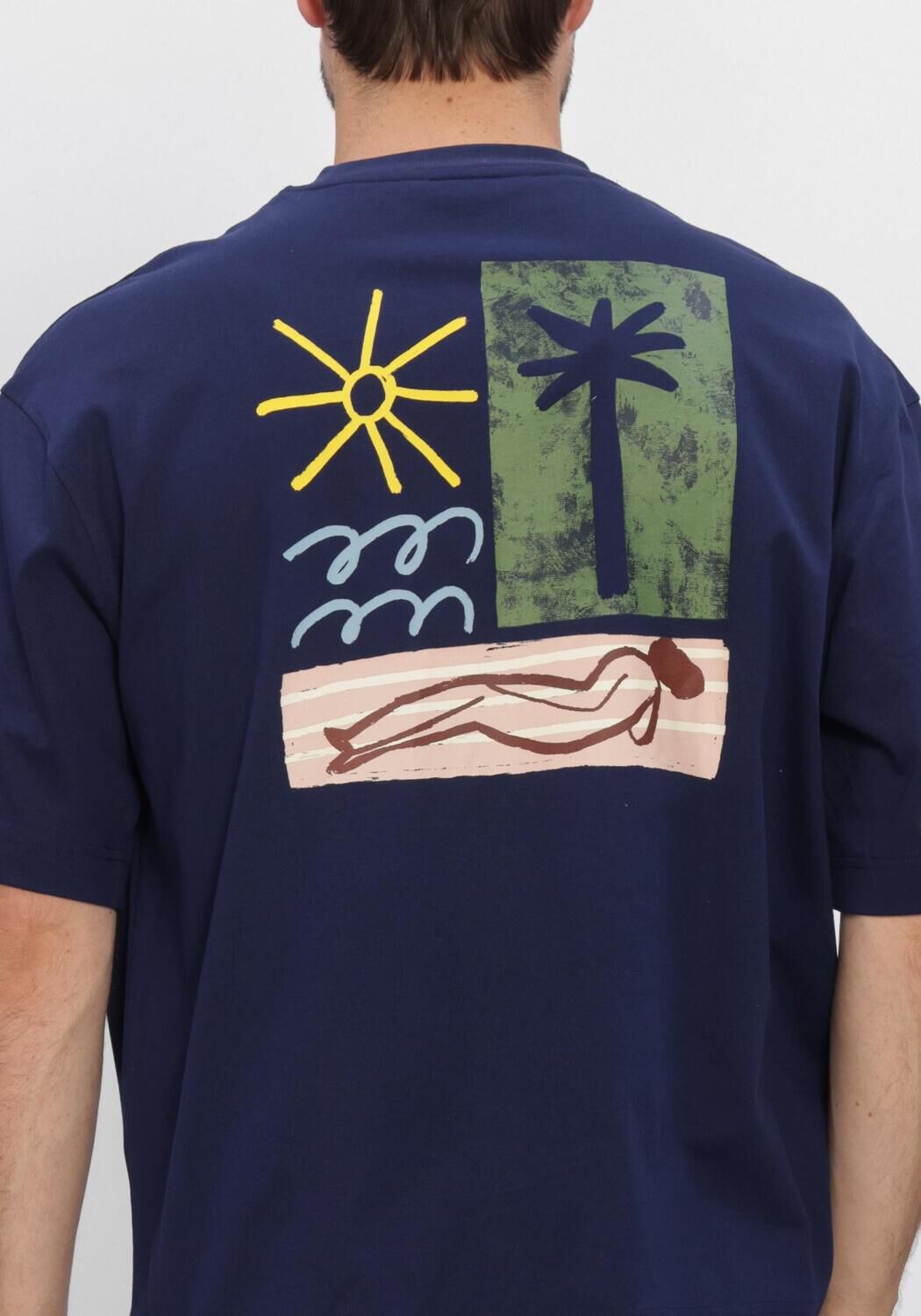 Blaue SELECTED MEN T-shirt SLHRELAXNORMAN LICENSE SS TEE - large