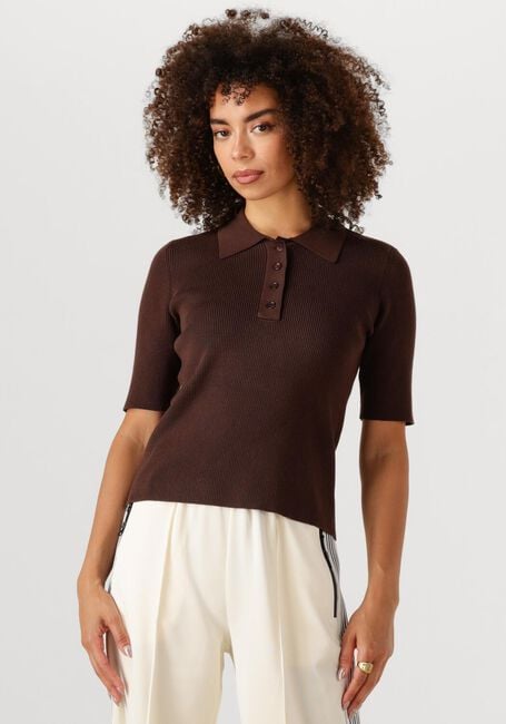 Braune HAUTE L'AMITIÉ T-shirt PICCOLO SS POLO RIB KNIT - large