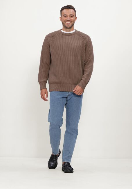 Braune SELECTED MEN Pullover SLMBRAUN KNIT RIB CREW NECK NOOS - large