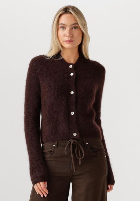 Braune SECOND FEMALE Strickjacke ANDREA KNIT RIB LS CARDIGAN - large