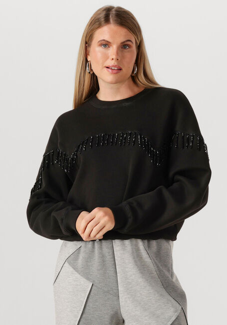 Schwarze CATWALK JUNKIE Pullover BEADED FRINGED SWEATER - large