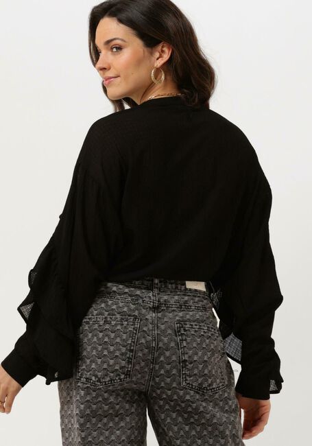 Schwarze ALIX THE LABEL Blusen LADIES WOVEN STRUCTURED CHIFFON RUFFLE BLOUSE - large