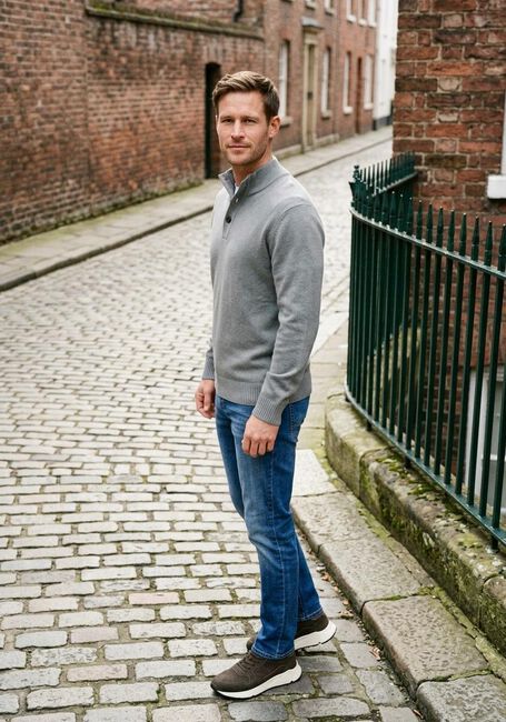 Gr&uuml;ne STEFANO LAURAN Pullover HALF ZIP L - large